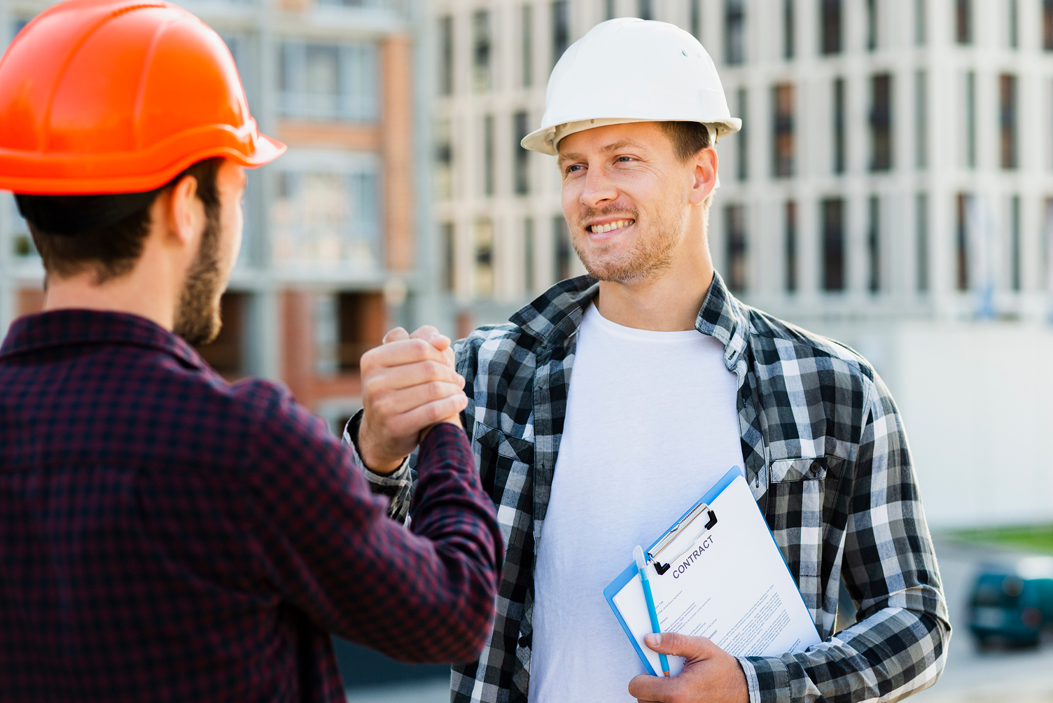 Safety professionals meeting on a construction site
